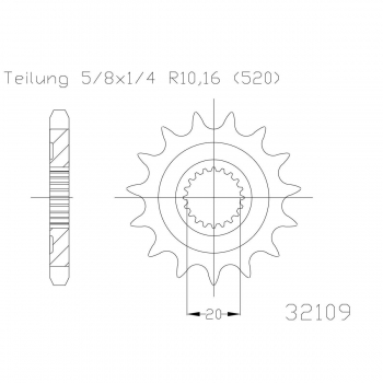 WRP zębatka przód YZ 125 05-..., YZF/WR 250 01-...-24935