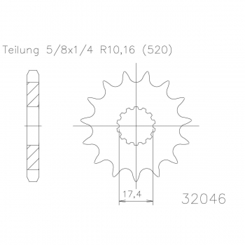 WRP zębatka przód YZ 125 87-04, DT+R 125/200-24945