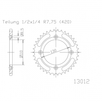 WRP zębatka tył CR 80/85 87-..., CRF 150 07-... PR-25152