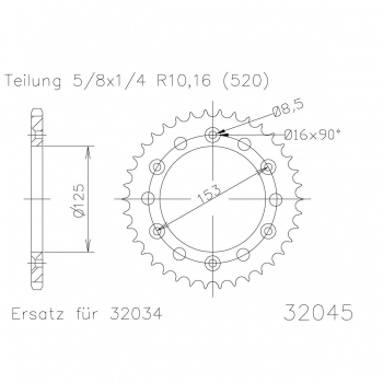WRP zębatka tył CR+F 125/250/450 82-..., XR-25162
