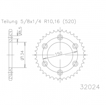 WRP zębatka tył KX+F 84-..., RM-Z 250 04-06, KLX-25214