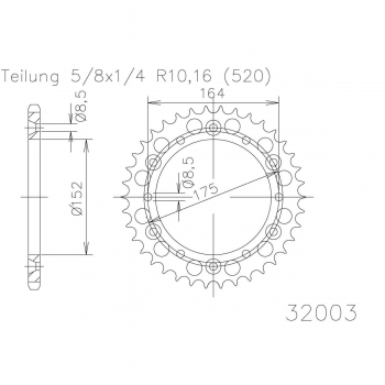 Zębatka tył YZ+F/WR 85-98, DT/TT-R, (ATV) YFZ-25582