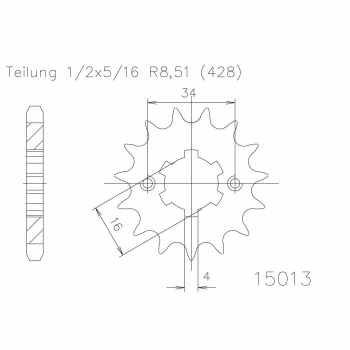 Zębatka przód DT 125 85-88, XT 125 88-94-25855