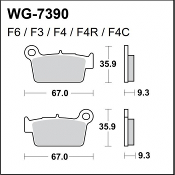 WRP klocki tył RMZ/KXF 04-..., WR/YZ+F 03-.. FA367-35002