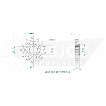 ESJOT zębatka przód KTM SX 85 18-..., GAS 20-...-6977